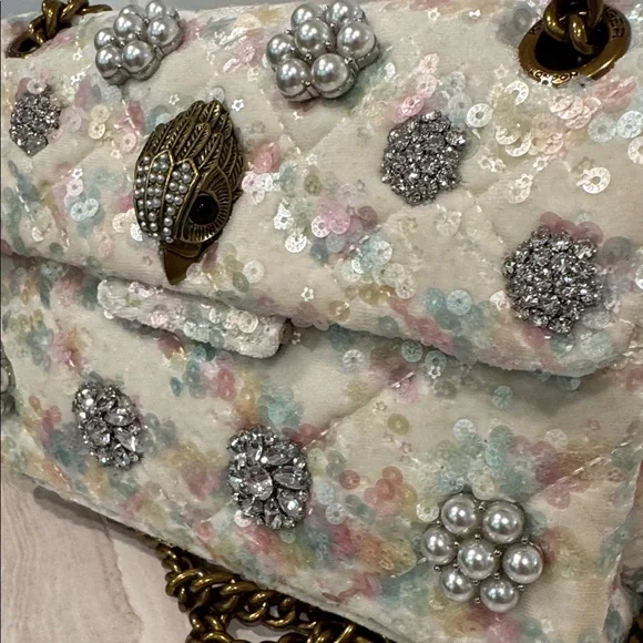 Kurt Geiger Bag Pastel Sequin Pearls Crystal Embellished Sample Sale Crossbody - Picture 6 of 17